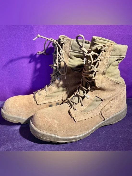 MADE IN USA BELLEVILLE USMC DESERT BROWN LEATHER MILITARY COMBAT BOOTS 12 R - Picture 1 of 7